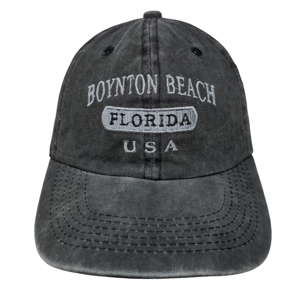 Boynton Beach Florida USA Slideback Hat Gray One Size Adjustable Sunkiss Kap